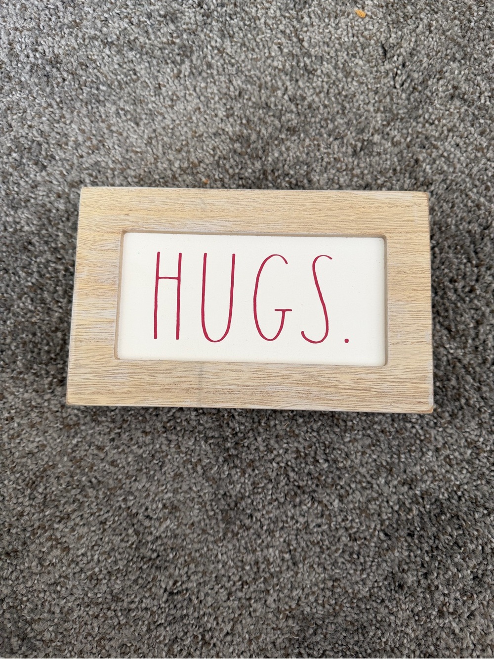Rae Dunn HUGS Wooden Accent Sign - Red on White